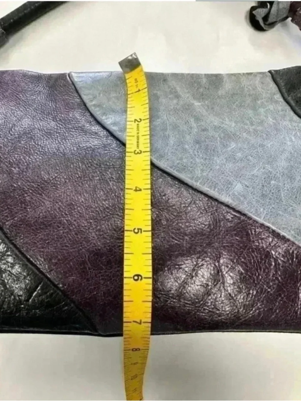 Arcadia Leather Hobo Bag Italy Colorblock Black Purple - Picture 9 of 10